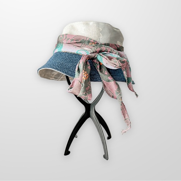 ♻️ Upcycle Hat Women’s Spring Hats with Hair Scarf Eco Friendly Sustaina… - Picture 5 of 8
